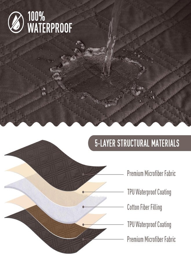 TAOCOCO 100% Waterproof Couch Cushion Cover Reversible Sofa Seat Cover for Dogs Pets Chaise Couch Cover for Sectional Sofas U Shape Couch Furniture Protector Sofa Slipcover(Sofa, Chocolate) - Image 3